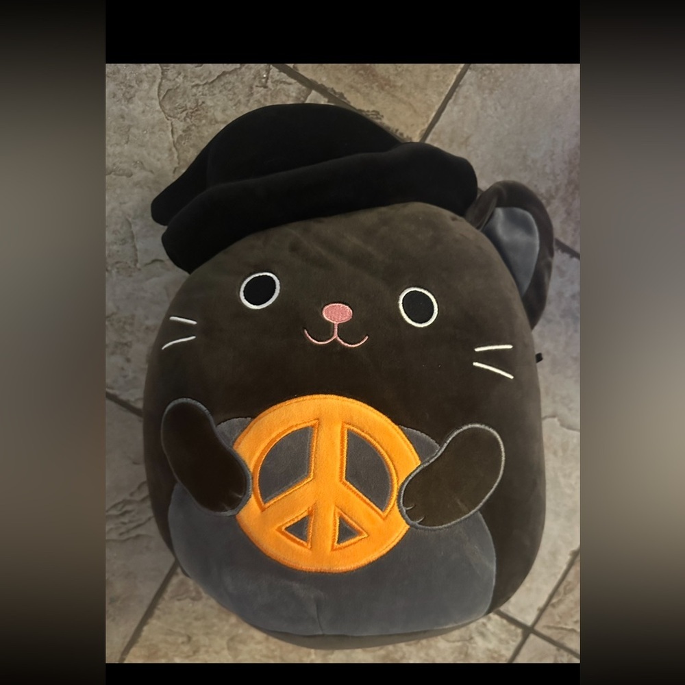 Squishmallows Rambly The Black Cat Peace Sign Halloween 12” NWOT
